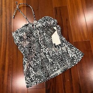New NWT Salt + Cove Black‎ White Tankini Swim Top Reptile Animal Print Size XS